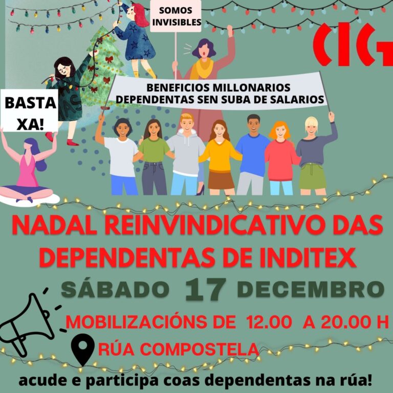Traballadores de Inditex maniféstanse este sábado na Coruña para reclamar melloras salariais