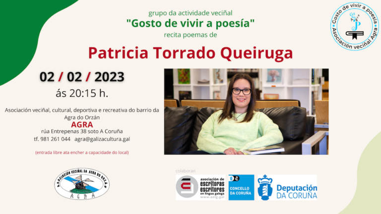 A AV da Agra do Orzán organiza un recital con  Patricia Torrado Queiruga