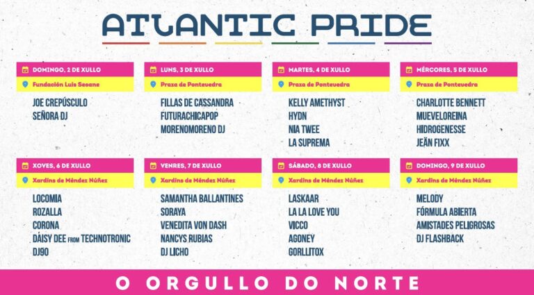 O festival Atlantic Pride traerá 35 actuacións locais e internacionais do 2 ao 9 de xullo