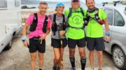 Maite Rojo, con algúns dos amigos que a acompañaron no desafío do Ultratrail Camiño dos Faros