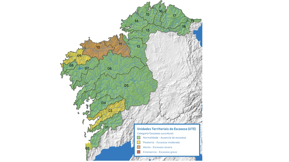 Mapa da aleta por seca Galicia-Outubro 2023