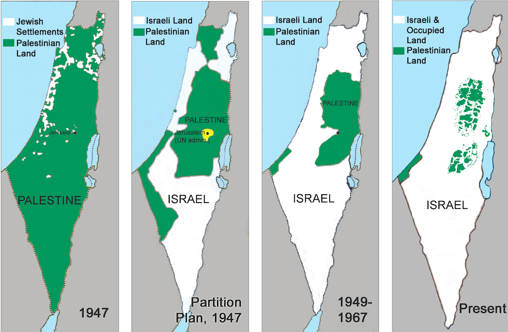 Mapa evolucion palestina 1947-2020
