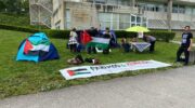 Estudantes acampan no Campus de Elviña, na Coruña, para mostrar o seu apoio ao pobo palestino.. UDC