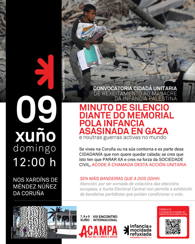 Acampa pola Paz instalará un campo simulado de refuxiados e un memorial polos menores asasinados en Gaza na Coruña