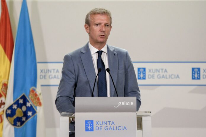 O presidente da Xunta, Alfonso Rueda, na comparecencia posterior ao Consello da Xunta.. Xunta de Galicia