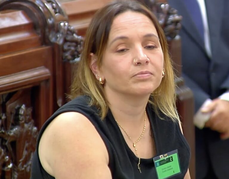 Diana Cagide no escano cidadán representando ao barrio de Mesoiro