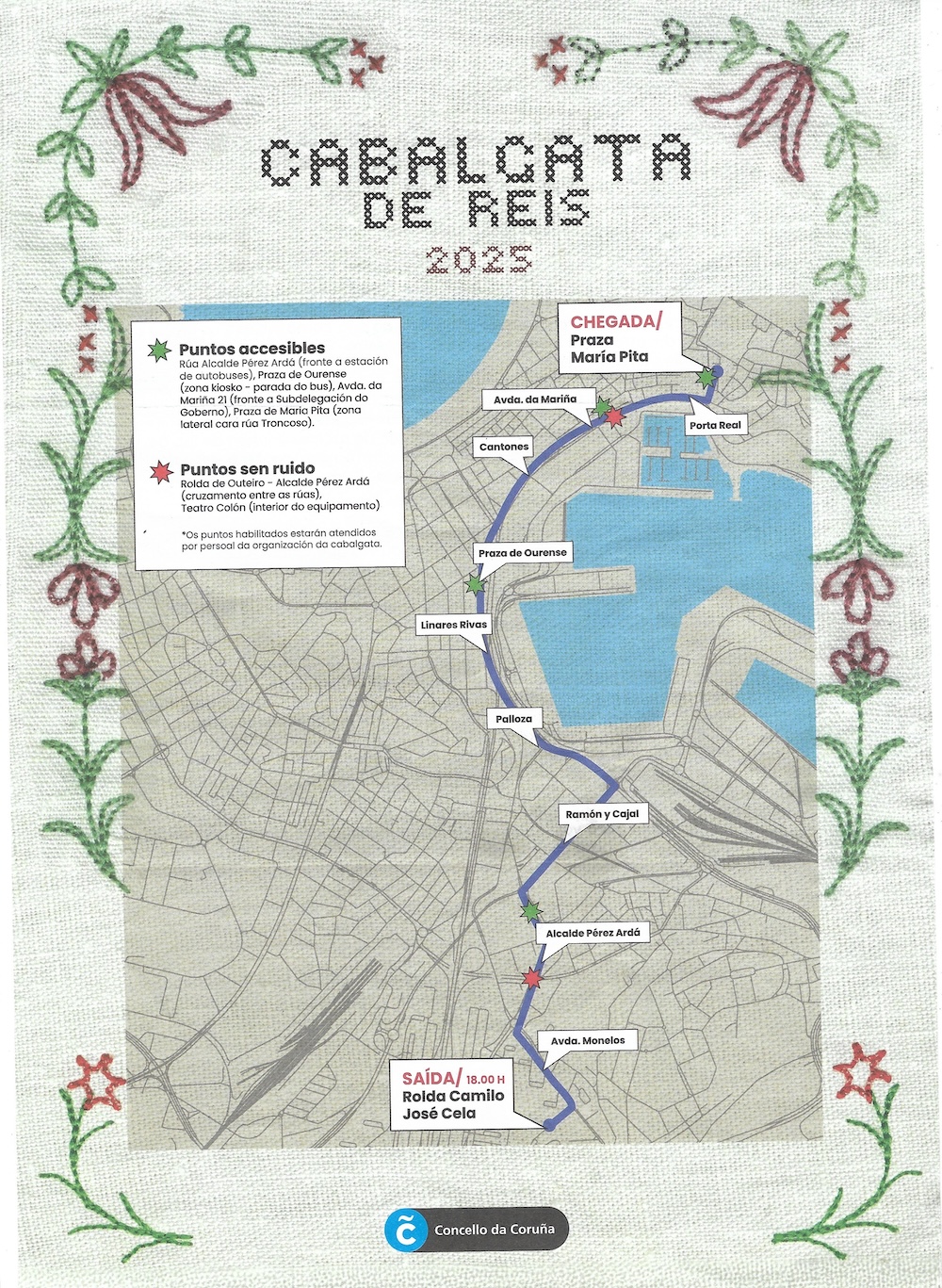 Mapa da Cabalgata de Reis de Coruña 2025