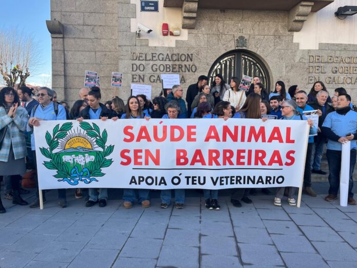 Colectivo Veterinarias as portas da Delegacion do Goberno