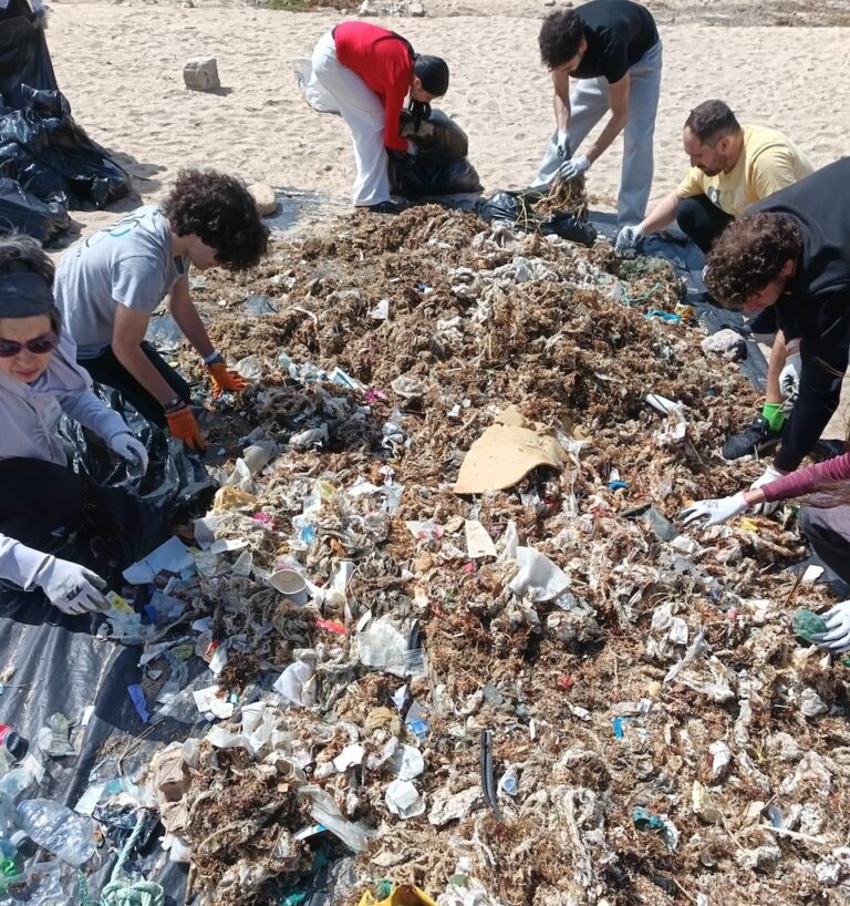 Recollida de lixo na praia de Bens