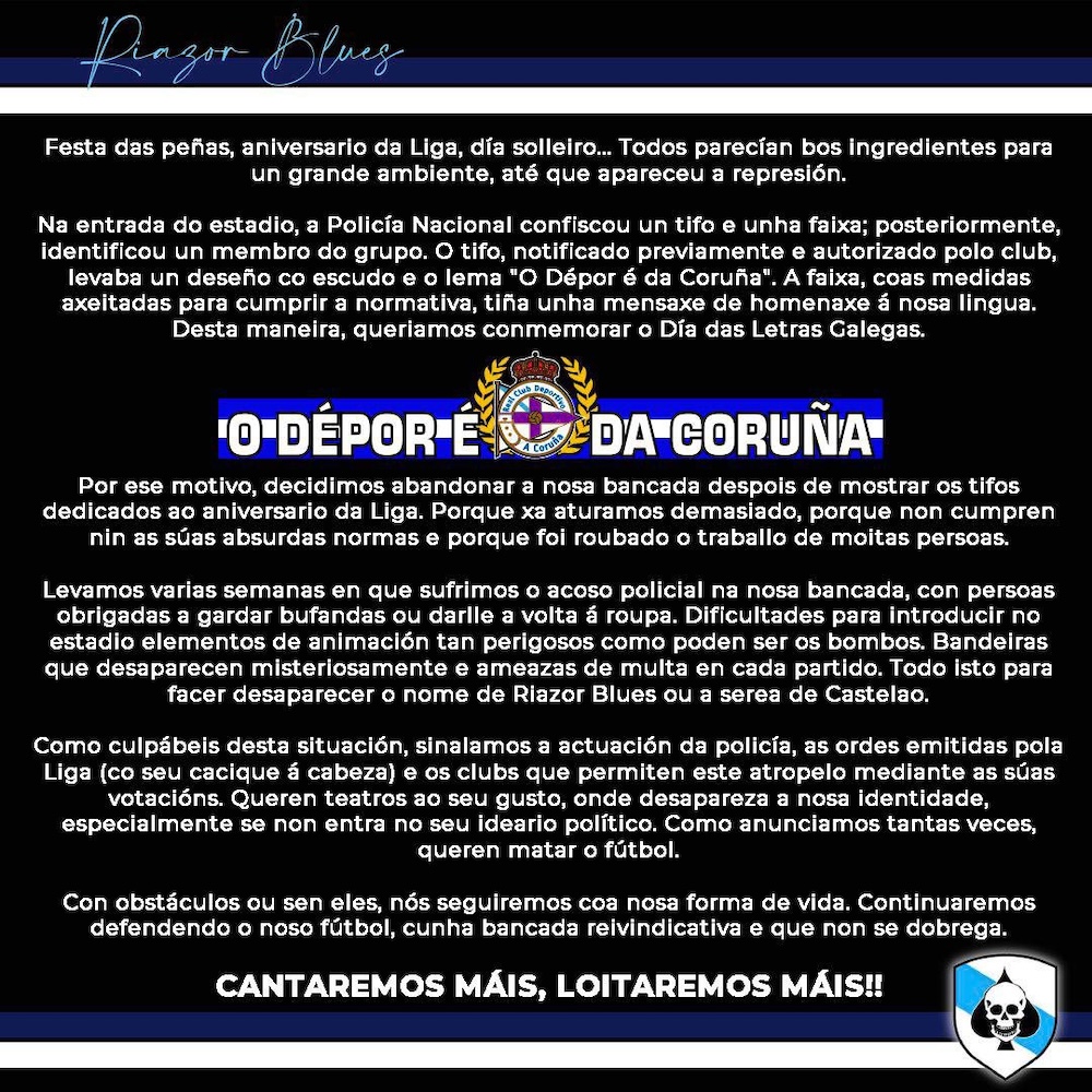 Depor e da Coruna faixa riazor blues