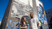 Brais Rodríguez Trillo no mural de Pucho Boedo no Ventorrillo