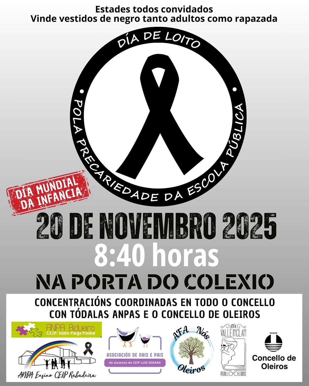 Concentracion familias Oleiros recortes ensino