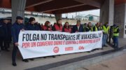 Protesta pola folga de transportes, na estación de Santiago a 5 de decembro de 2025. CIG