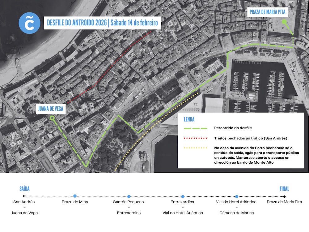 Percorrido do desfile de Antroido Coruna 2026 copia