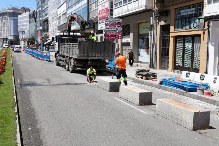A Coruña inicia unha nova fase de obras nos Cantóns co traslado da parada do bus metropolitano