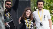 Alberto Pombo Arcadio González e Mónica Reixía mestres do IES Rafael Dieste e promotores do Aqui tamen se fala