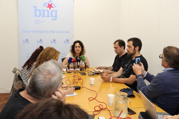 A portavoz do BNG no Concello da Coruña e candidata á Alcaldía, Avia Veira, en rolda de prensa.. BNG