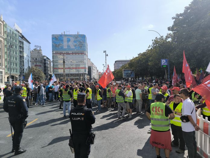 Protesta de traballadores do sector do metal na provincia da Coruña. CIG
