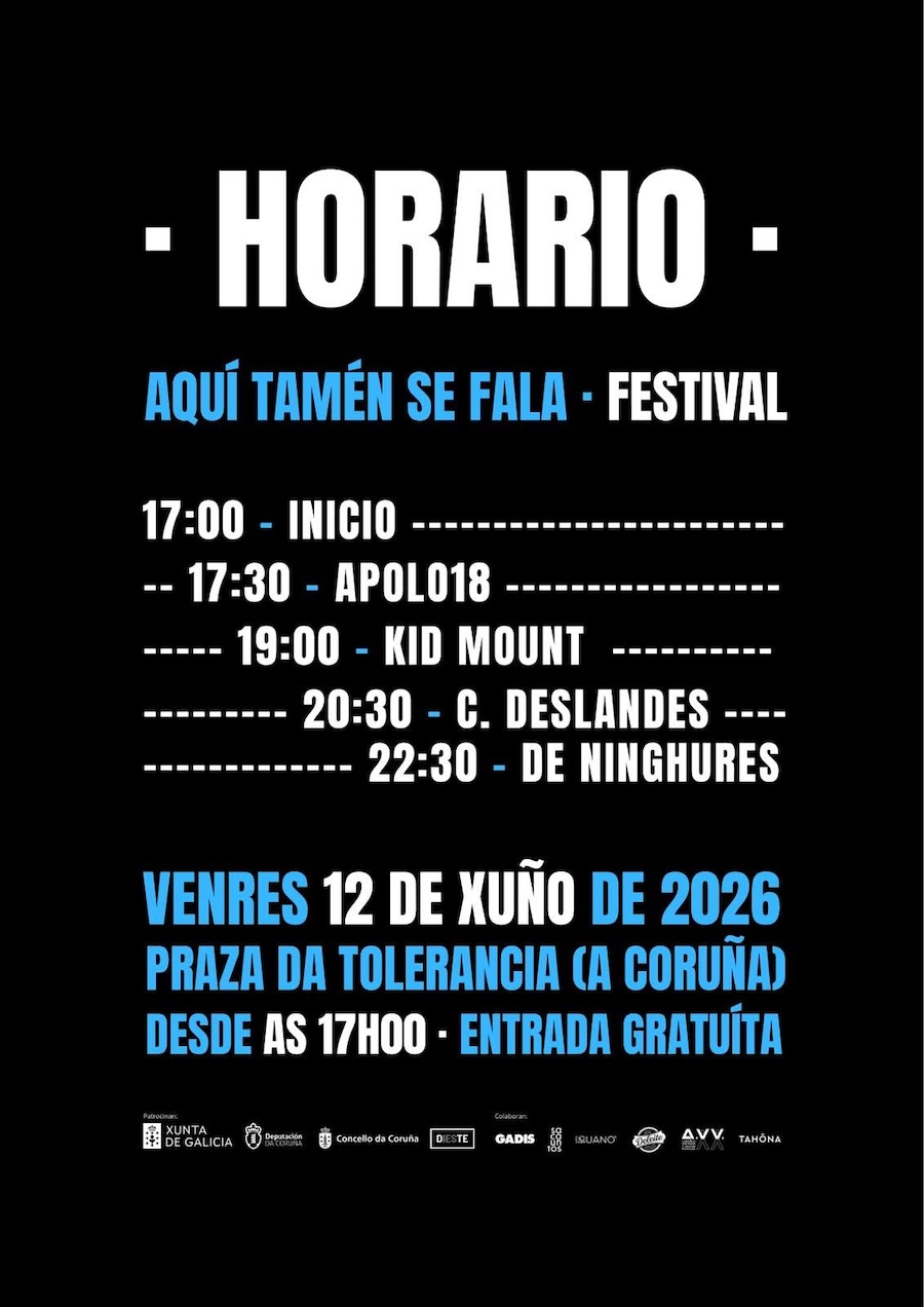 Festival Aqui tamen se fala 2026-Horarios