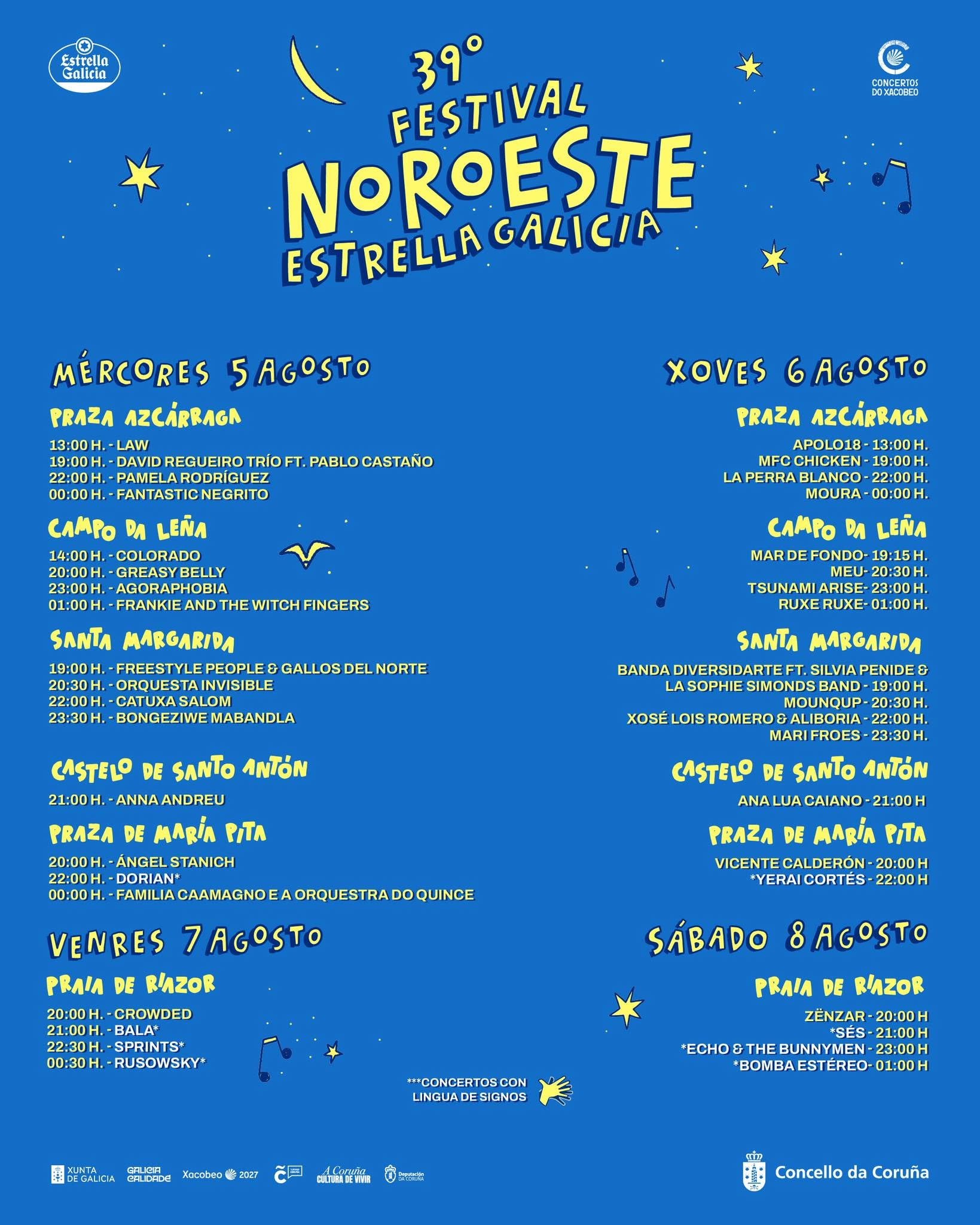 Horarios Festival Noroeste coruña 2026