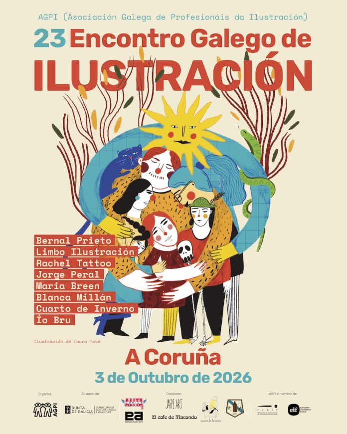 Cartaz do Encontro Galego de Ilustración de Laura Tova