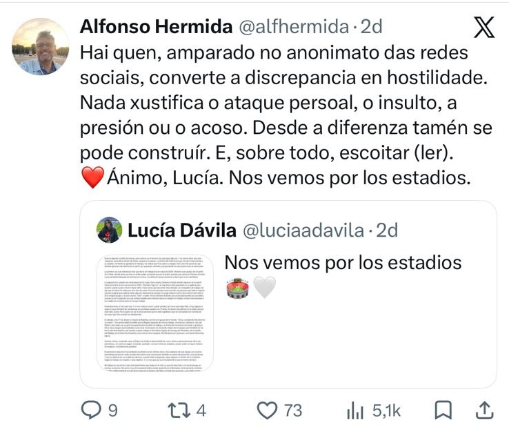 O xornalismo galego defende á comunicadora coruñesa Lucía Dávila fronte ao acoso en redes sociais